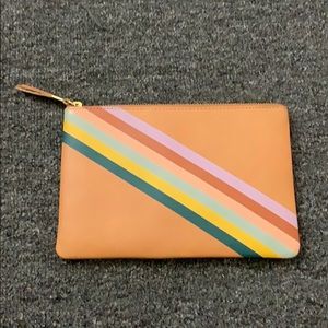 Madewell leather pouch clutch - rainbow striped